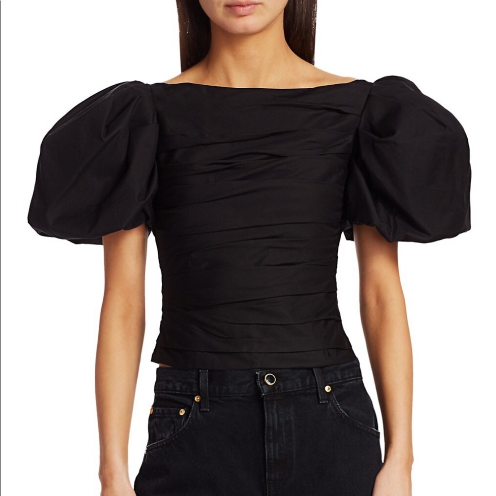 Khaite Kai Ruched Puff-Sleeve Top
